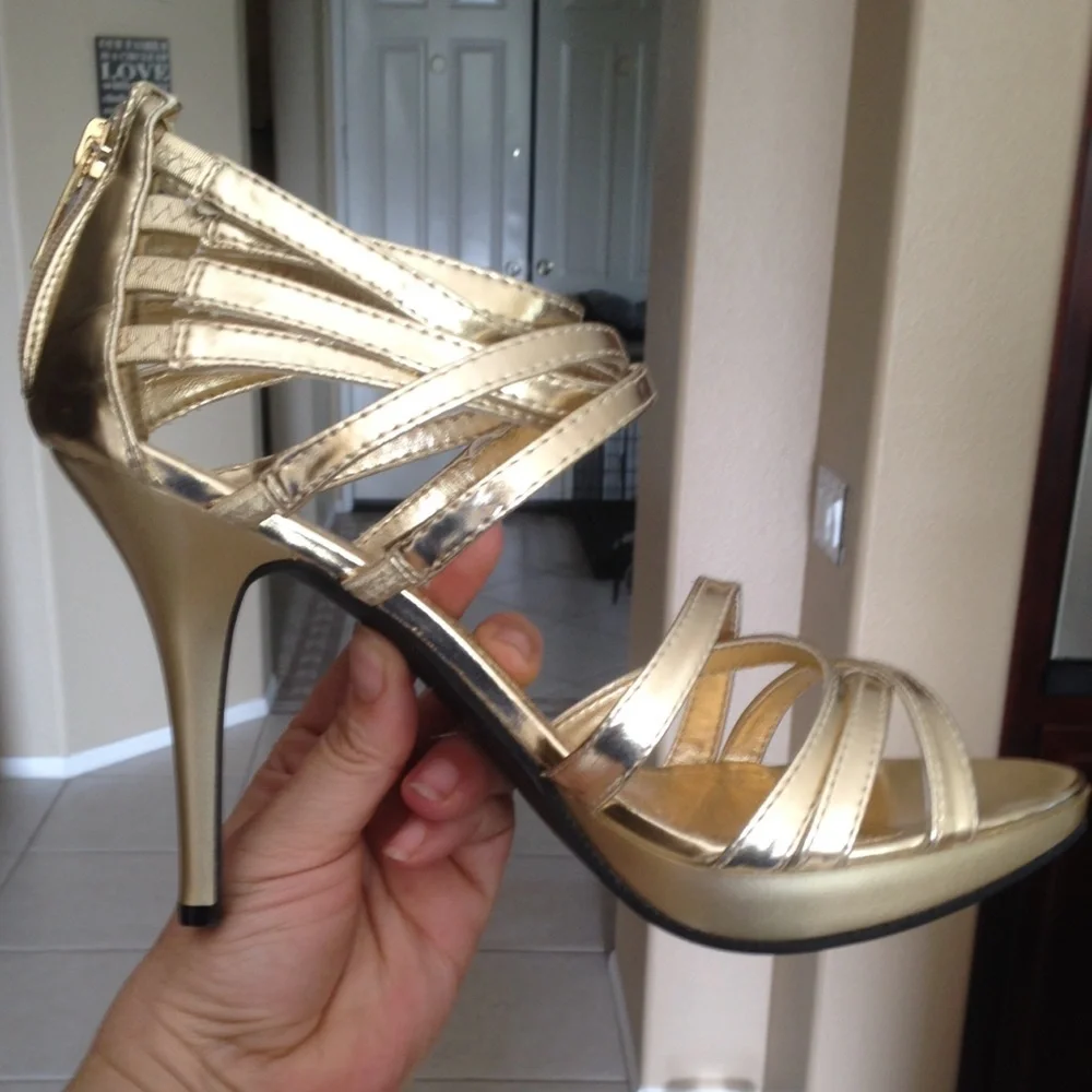 Gold strappy Charlotte Russe heels/sandal